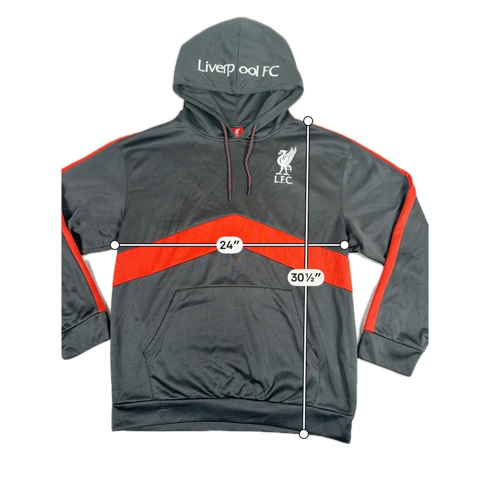 Liverpool FC Hoodie Official LFC Product Polyester Chevron XL Black Red Soccer - Picture 9 of 10